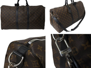 LOUIS VUITTON ルイヴィトン キーポルバンドリエール55 ボストンバッグ M56714 モノグラムマカサー ブラック 美品 中古 4c070930