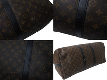 Load image into Gallery viewer, LOUIS VUITTON ルイヴィトン キーポルバンドリエール55 ボストンバッグ M56714 モノグラムマカサー ブラック 美品 中古 4c070930