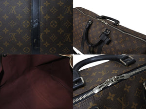 LOUIS VUITTON ルイヴィトン キーポルバンドリエール55 ボストンバッグ M56714 モノグラムマカサー ブラック 美品 中古 4c070930
