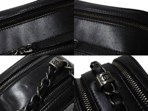 CHANEL シャネル ショルダーバッグ 20番台 ココボーイ ココマーク チェーンショルダー ブラック ラムスキン 美品 中古 4c070943