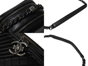 CHANEL シャネル ショルダーバッグ 20番台 ココボーイ ココマーク チェーンショルダー ブラック ラムスキン 美品 中古 4c070943