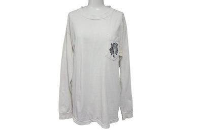 CHROME HEARTS クロムハーツ 長袖Ｔシャツ サイズM フローラル プリント ヴィンテージ ホワイト ブラック コットン 良品 中古 4c070944