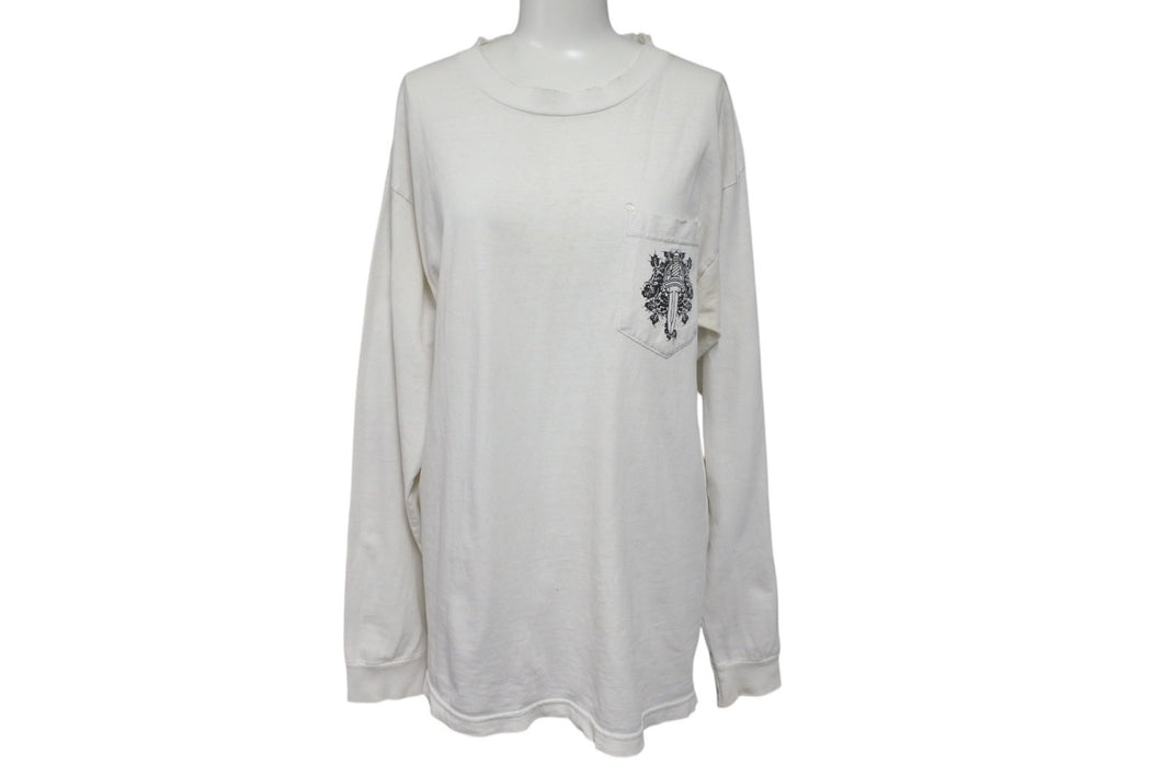 CHROME HEARTS クロムハーツ 長袖Ｔシャツ サイズM フローラル プリント ヴィンテージ ホワイト ブラック コットン 良品 中古 4c070944