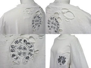 CHROME HEARTS クロムハーツ 長袖Ｔシャツ サイズM フローラル プリント ヴィンテージ ホワイト ブラック コットン 良品 中古 4c070944