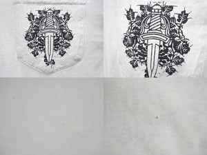 CHROME HEARTS クロムハーツ 長袖Ｔシャツ サイズM フローラル プリント ヴィンテージ ホワイト ブラック コットン 良品 中古 4c070944