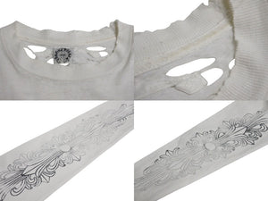 CHROME HEARTS クロムハーツ 長袖Ｔシャツ サイズM フローラル プリント ヴィンテージ ホワイト ブラック コットン 良品 中古 4c070944