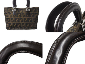 FENDI フェンディ ハンドバッグ 26693 ズッカ柄 総柄 ヴィンテージ ブラウンキャンバス レザー シルバー金具 美品 中古 4c070959 