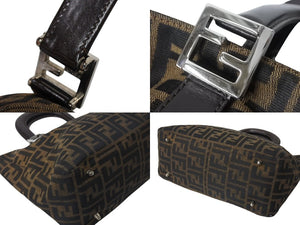 FENDI フェンディ ハンドバッグ 26693 ズッカ柄 総柄 ヴィンテージ ブラウンキャンバス レザー シルバー金具 美品 中古 4c070959 