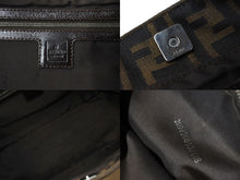 画像をギャラリービューアに読み込む, FENDI フェンディ ハンドバッグ 26693 ズッカ柄 総柄 ヴィンテージ ブラウンキャンバス レザー シルバー金具 美品 中古 4c070959 