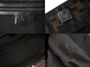 FENDI フェンディ ハンドバッグ 26693 ズッカ柄 総柄 ヴィンテージ ブラウンキャンバス レザー シルバー金具 美品 中古 4c070959 