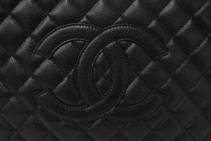 極美品 CHANEL シャネル GST チェーントートバッグ ココマーク 13番台 A50995 キャビアスキン ブラック シルバー 中古 4c070961