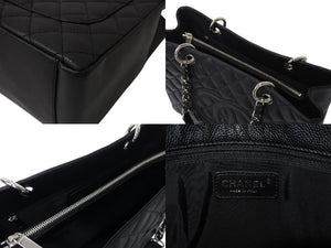 極美品 CHANEL シャネル GST チェーントートバッグ ココマーク 13番台 A50995 キャビアスキン ブラック シルバー 中古 4c070961