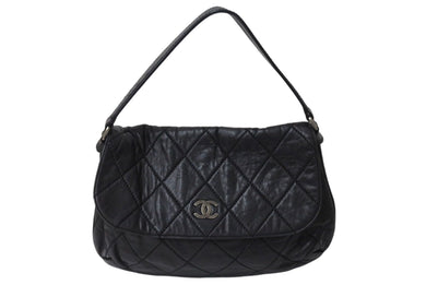 CHANEL シャネル ワイルドステッチ ワンショルダーバッグ ブラック ラムスキン 11番台 ココマーク シルバー金具 美品 中古 4c070963