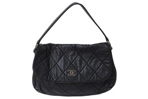 CHANEL シャネル ワイルドステッチ ワンショルダーバッグ ブラック ラムスキン 11番台 ココマーク シルバー金具 美品 中古 4c070963