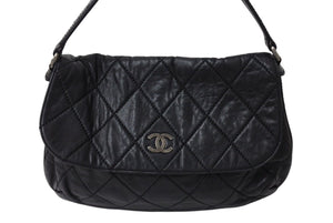 CHANEL シャネル ワイルドステッチ ワンショルダーバッグ ブラック ラムスキン 11番台 ココマーク シルバー金具 美品 中古 4c070963