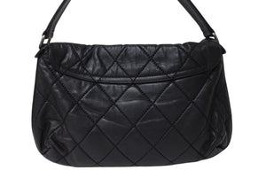 CHANEL シャネル ワイルドステッチ ワンショルダーバッグ ブラック ラムスキン 11番台 ココマーク シルバー金具 美品 中古 4c070963