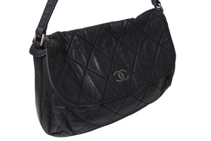 CHANEL シャネル ワイルドステッチ ワンショルダーバッグ ブラック ラムスキン 11番台 ココマーク シルバー金具 美品 中古 4c070963