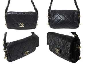 極美品 CHANEL シャネル ウルトラステッチ ハンドバッグ ワンショルダーバッグ ブラック ラムスキン 11番台 ココマーク ゴールド金具 美品 中古 4c070964