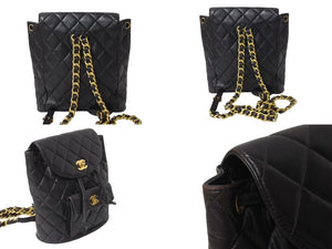 CHANEL シャネル リュック ココマーク マトラッセ ダブルフラップ 3番台 1995年 ラムスキン ブラック ゴールド金具 中古 4c070965