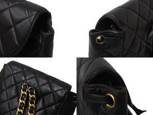 CHANEL シャネル リュック ココマーク マトラッセ ダブルフラップ 3番台 1995年 ラムスキン ブラック ゴールド金具 中古 4c070965