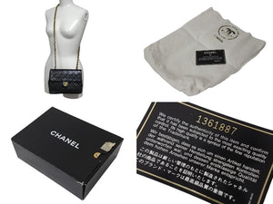 CHANEL シャネル 縦長 15cm ミニマトラッセ20 チェーンショルダーバッグ 1番台 ラムスキン ブラック ゴールド 良品 中古 4c070966