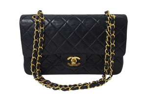 極美品 CHANEL シャネル マトラッセ23 Wフラップ チェーン ショルダーバッグ ラムスキン 4番台 ブラック ゴールド金具 中古 4c070971