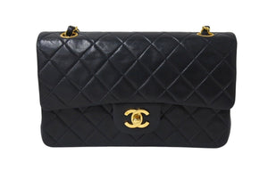 極美品 CHANEL シャネル マトラッセ23 Wフラップ チェーン ショルダーバッグ ラムスキン 4番台 ブラック ゴールド金具 中古 4c070971