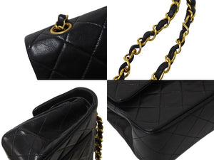 極美品 CHANEL シャネル マトラッセ23 Wフラップ チェーン ショルダーバッグ ラムスキン 4番台 ブラック ゴールド金具 中古 4c070971