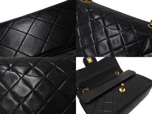極美品 CHANEL シャネル マトラッセ23 Wフラップ チェーン ショルダーバッグ ラムスキン 4番台 ブラック ゴールド金具 中古 4c070971