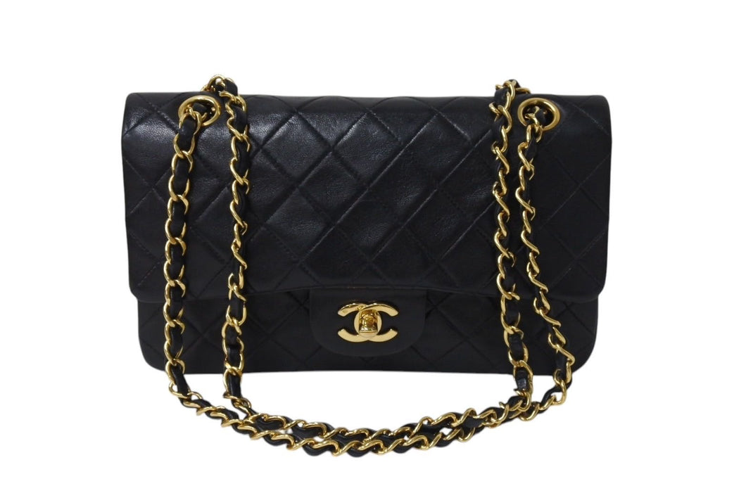 CHANEL シャネル マトラッセ23 Wフラップ チェーン ショルダーバッグ ラムスキン 2番台 ブラック ゴールド金具 美品 中古 4c070973