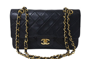 CHANEL シャネル マトラッセ23 Wフラップ チェーン ショルダーバッグ ラムスキン 2番台 ブラック ゴールド金具 美品 中古 4c070973