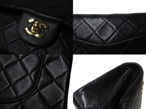 CHANEL シャネル マトラッセ23 Wフラップ チェーン ショルダーバッグ ラムスキン 2番台 ブラック ゴールド金具 美品 中古 4c070973