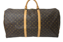 Load image into Gallery viewer, LOUIS VUITTON ルイヴィトン キーポル60 ボストンバッグ M41422 モノグラム ブラウン PVC ヌメ革 レザー 美品 中古 4c070983