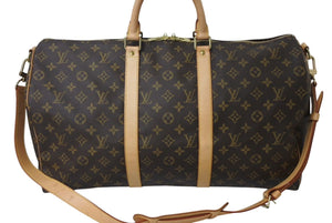 新品同様 LOUIS VUITTON ルイヴィトン キーポル バンドリエール50 ボストンバッグ M41416 モノグラム PVC レザー ブラウン 中古 4c070984