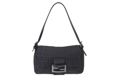 FENDI フェンディ ミニマンマバケット ハンドバッグ 8BR180 ズッキーノ柄 キャンバス レザー ブラック金具 美品 中古 4c070991 