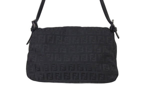FENDI フェンディ ミニマンマバケット ハンドバッグ 8BR180 ズッキーノ柄 キャンバス レザー ブラック金具 美品 中古 4c070991 