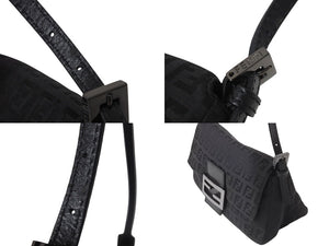 FENDI フェンディ ミニマンマバケット ハンドバッグ 8BR180 ズッキーノ柄 キャンバス レザー ブラック金具 美品 中古 4c070991 