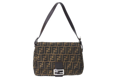 FENDI フェンディ ワンショルダーバッグ 26325 ズッカ柄 総柄 ブラウンキャンバス レザー シルバー金具 美品 中古 4c070992 