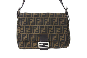 FENDI フェンディ ワンショルダーバッグ 26325 ズッカ柄 総柄 ブラウンキャンバス レザー シルバー金具 美品 中古 4c070992 