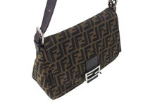 画像をギャラリービューアに読み込む, FENDI フェンディ ワンショルダーバッグ 26325 ズッカ柄 総柄 ブラウンキャンバス レザー シルバー金具 美品 中古 4c070992 