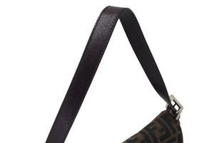 FENDI フェンディ ワンショルダーバッグ 26325 ズッカ柄 総柄 ブラウンキャンバス レザー シルバー金具 美品 中古 4c070992 