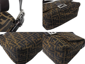 FENDI フェンディ ワンショルダーバッグ 26325 ズッカ柄 総柄 ブラウンキャンバス レザー シルバー金具 美品 中古 4c070992 