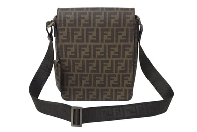 FENDI フェンディショルダーバッグ ズッカ柄 総柄 7VA215 ブラウン PVC レザー ゴールド金具 美品 中古 4c070993 