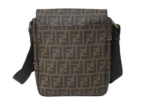 FENDI フェンディショルダーバッグ ズッカ柄 総柄 7VA215 ブラウン PVC レザー ゴールド金具 美品 中古 4c070993 