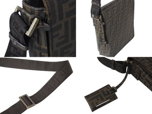 FENDI フェンディショルダーバッグ ズッカ柄 総柄 7VA215 ブラウン PVC レザー ゴールド金具 美品 中古 4c070993 