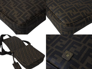 FENDI フェンディショルダーバッグ ズッカ柄 総柄 7VA215 ブラウン PVC レザー ゴールド金具 美品 中古 4c070993 
