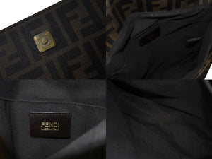 FENDI フェンディショルダーバッグ ズッカ柄 総柄 7VA215 ブラウン PVC レザー ゴールド金具 美品 中古 4c070993 