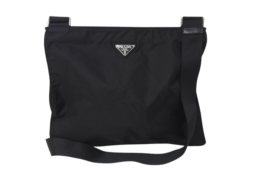 極美品 PRADA プラダ テスート B7339 ショルダーバッグ ナイロンプレート ブラック 中古 4c070994 ロゴ