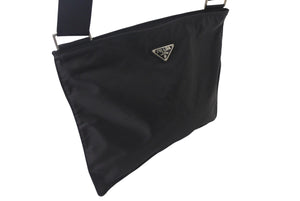 極美品 PRADA プラダ テスート B7339 ショルダーバッグ ナイロンプレート ブラック 中古 4c070994 ロゴ