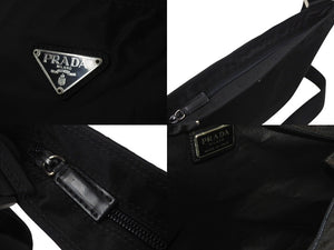 極美品 PRADA プラダ テスート B7339 ショルダーバッグ ナイロンプレート ブラック 中古 4c070994 ロゴ